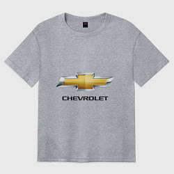 Футболка оверсайз женская Chevrolet логотип, цвет: меланж