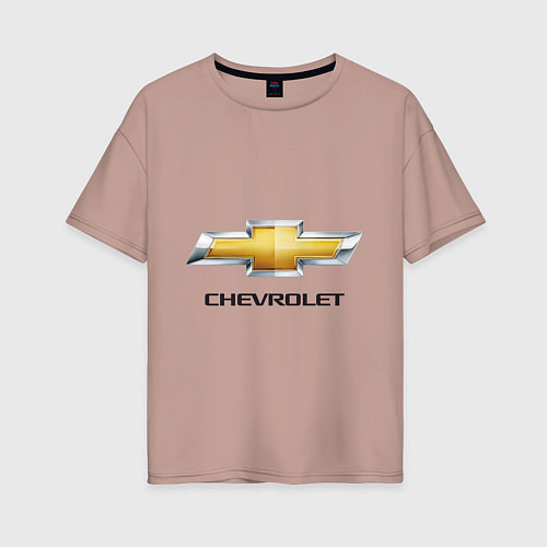 Женская футболка оверсайз Chevrolet логотип / Пыльно-розовый – фото 1