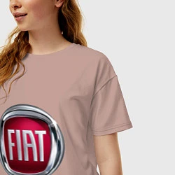Футболка оверсайз женская FIAT logo, цвет: пыльно-розовый — фото 2