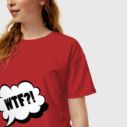 Женская футболка оверсайз WTF What The Fuck? / Красный – фото 3