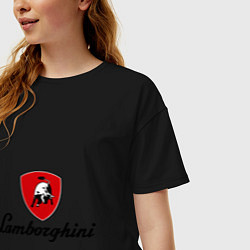 Футболка оверсайз женская Logo lamborghini, цвет: черный — фото 2