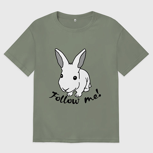 Женская футболка оверсайз Rabbit: follow me / Авокадо – фото 1