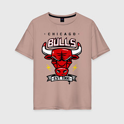Футболка оверсайз женская Chicago Bulls est. 1966, цвет: пыльно-розовый