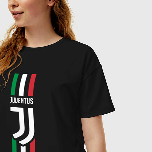 Женская футболка оверсайз FC Juventus: Italy / Черный – фото 3