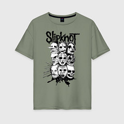 Футболка оверсайз женская Slipknot Faces, цвет: авокадо
