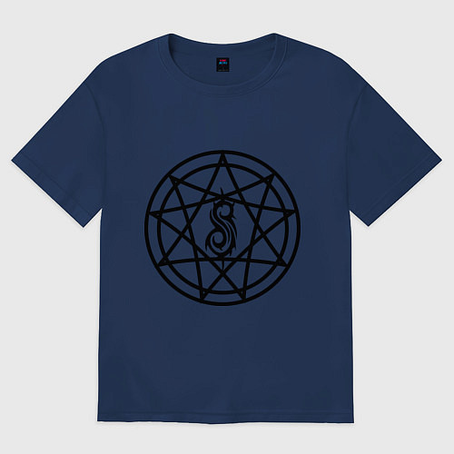 Женская футболка оверсайз Slipknot Pentagram / Тёмно-синий – фото 1