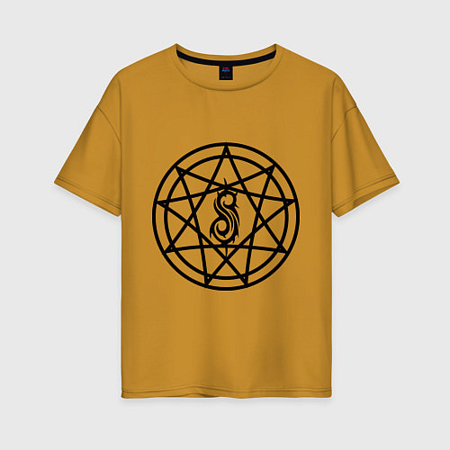 Женская футболка оверсайз Slipknot Pentagram / Горчичный – фото 1