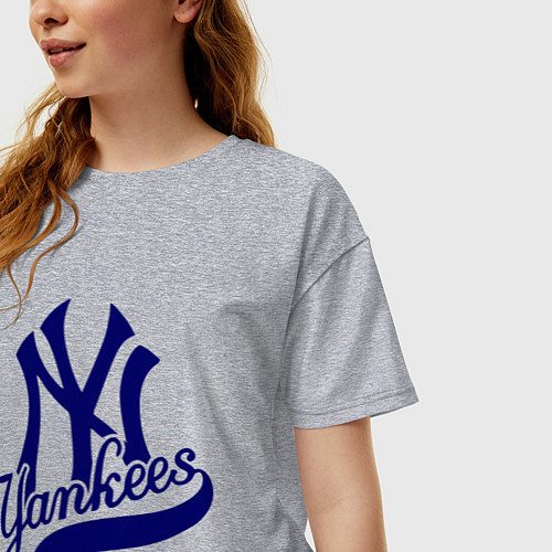 Женская футболка оверсайз NY - Yankees / Меланж – фото 3