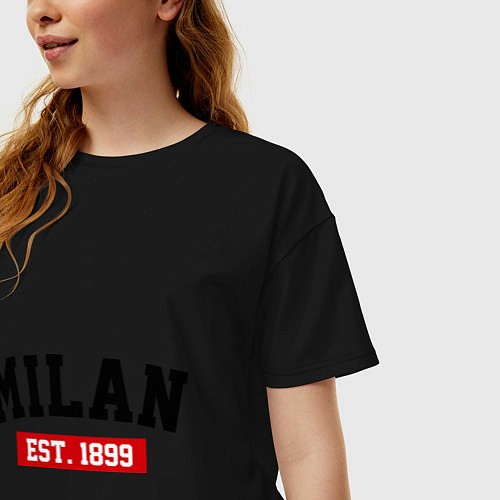 Женская футболка оверсайз FC Milan Est. 1899 / Черный – фото 3