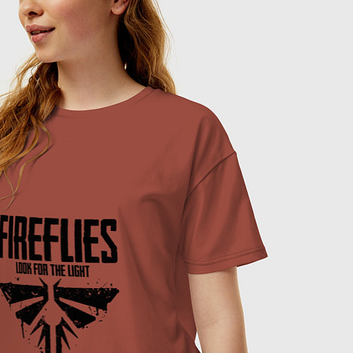 Женская футболка оверсайз Fireflies: Look for the Light / Кирпичный – фото 3
