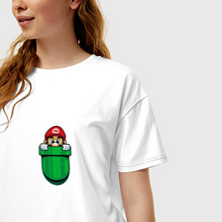 Футболка оверсайз женская Марио в кармане, цвет: белый — фото 2