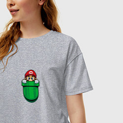 Футболка оверсайз женская Марио в кармане, цвет: меланж — фото 2
