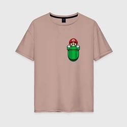 Женская футболка оверсайз Марио в кармане