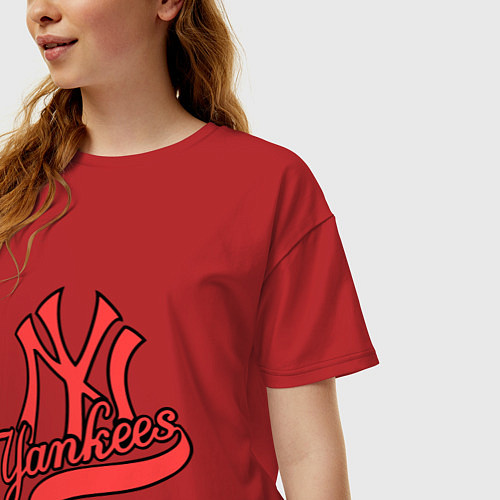 Женская футболка оверсайз New York Yankees logo / Красный – фото 3