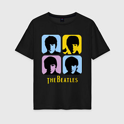 Футболка оверсайз женская The Beatles: pop-art, цвет: черный