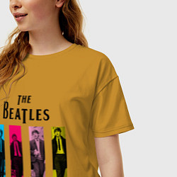 Футболка оверсайз женская Walking Beatles, цвет: горчичный — фото 2