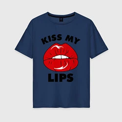 Футболка оверсайз женская Kiss my Lips, цвет: тёмно-синий