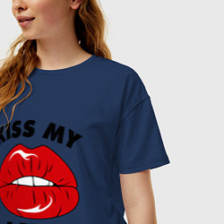 Футболка оверсайз женская Kiss my Lips, цвет: тёмно-синий — фото 2
