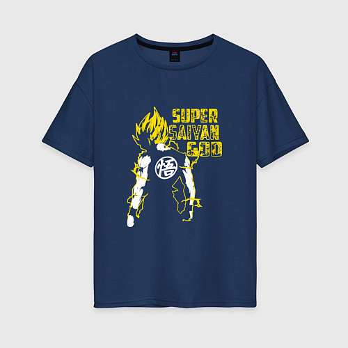 Женская футболка оверсайз Super Saiyan God: Yellow / Тёмно-синий – фото 1