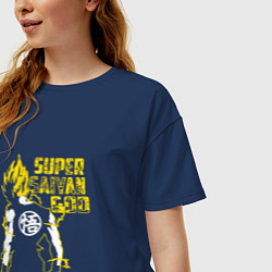 Футболка оверсайз женская Super Saiyan God: Yellow, цвет: тёмно-синий — фото 2