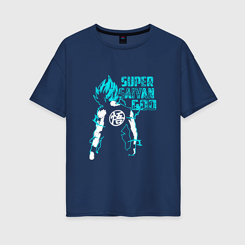 Женская футболка оверсайз Super Saiyan God: Sky / Тёмно-синий – фото 1