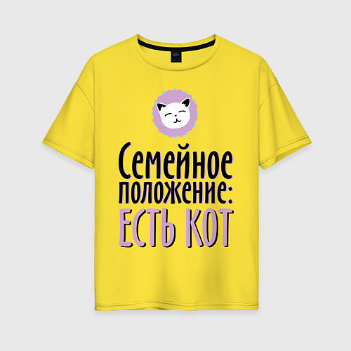 Женская футболка оверсайз Семейное положение: есть кот / Желтый – фото 1