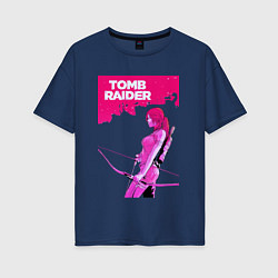 Футболка оверсайз женская Tomb Raider: Pink Style, цвет: тёмно-синий