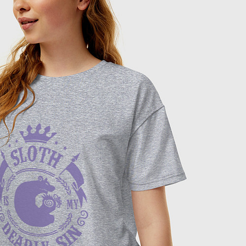 Женская футболка оверсайз Sloth: Deadly Sin / Меланж – фото 3