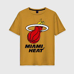 Футболка оверсайз женская Miami Heat-logo, цвет: горчичный