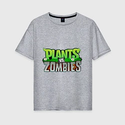 Женская футболка оверсайз Plants vs zombies