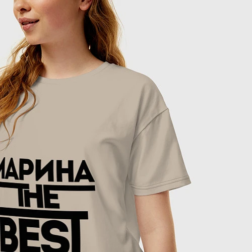 Женская футболка оверсайз Марина the best / Миндальный – фото 3