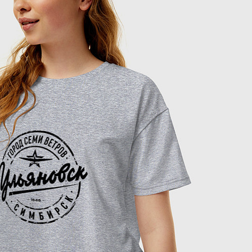 Женская футболка оверсайз Ульяновск: город семи ветров / Меланж – фото 3