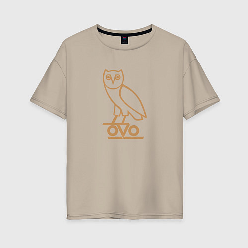 Женская футболка оверсайз OVO Owl / Миндальный – фото 1