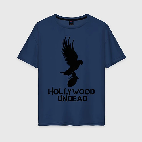 Женская футболка оверсайз Hollywood Undead / Тёмно-синий – фото 1