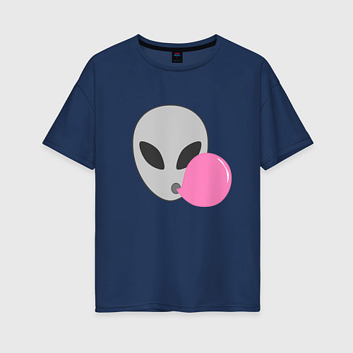 Женская футболка оверсайз Инопланетная жвачка / Тёмно-синий – фото 1