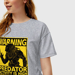 Футболка оверсайз женская Warning: Predator, цвет: меланж — фото 2