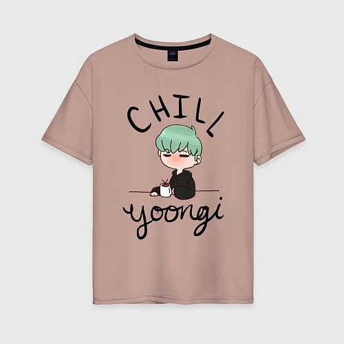 Женская футболка оверсайз Chill Yoongi / Пыльно-розовый – фото 1