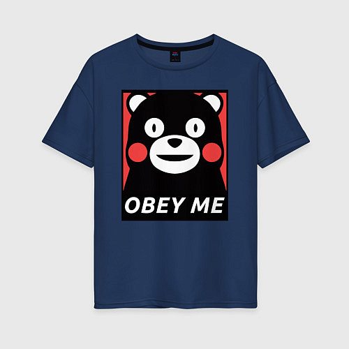 Женская футболка оверсайз Kumamon: Obey Me / Тёмно-синий – фото 1