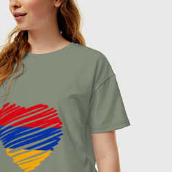 Футболка оверсайз женская Сердце Армении, цвет: авокадо — фото 2
