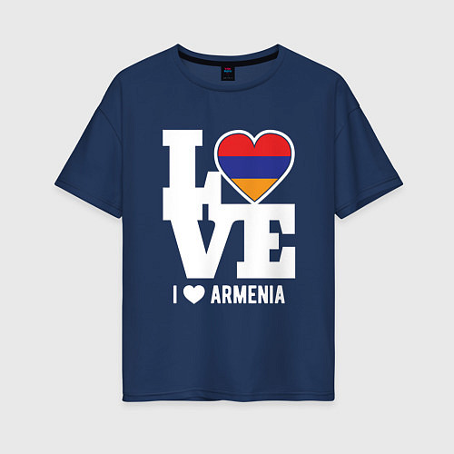 Женская футболка оверсайз Love Armenia / Тёмно-синий – фото 1