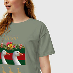 Футболка оверсайз женская GUSSI: Flowers Style, цвет: авокадо — фото 2