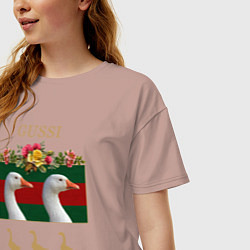 Футболка оверсайз женская GUSSI: Flowers Style, цвет: пыльно-розовый — фото 2