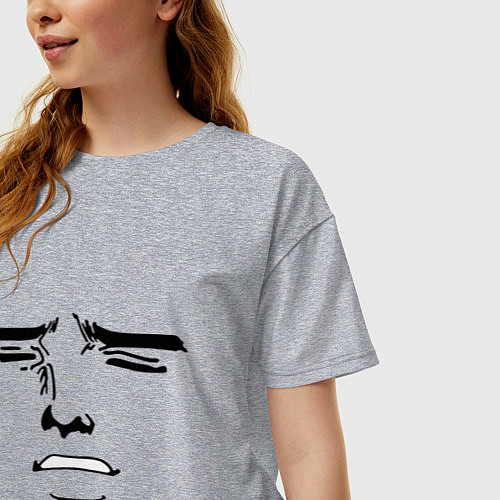 Женская футболка оверсайз Лицо в стиле аниме / Меланж – фото 3