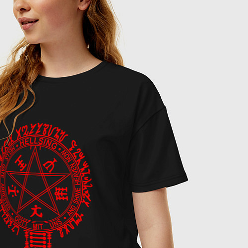 Женская футболка оверсайз Alucard Pentagram / Черный – фото 3
