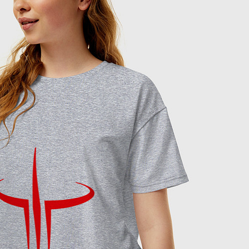 Женская футболка оверсайз Quake logo / Меланж – фото 3