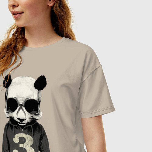 Женская футболка оверсайз Brutal Panda / Миндальный – фото 3