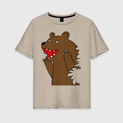 Женская футболка оверсайз Медведь цензурный