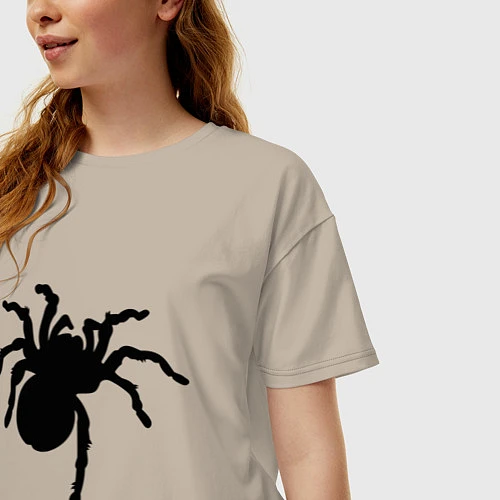 Женская футболка оверсайз Черный паук / Миндальный – фото 3
