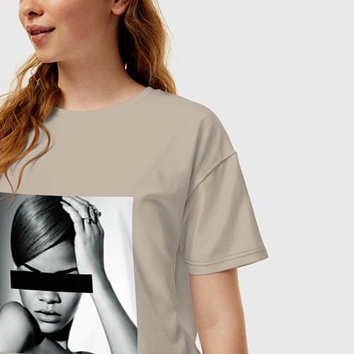 Женская футболка оверсайз Rihanna / Миндальный – фото 3