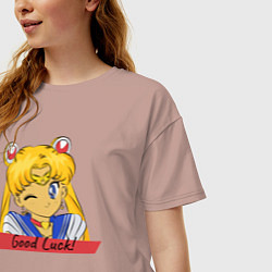 Футболка оверсайз женская Sailor Moon Good Luck, цвет: пыльно-розовый — фото 2